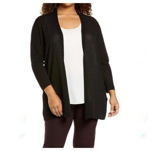 Eileen Fisher Open Front Black Italian Yarn Cardigan